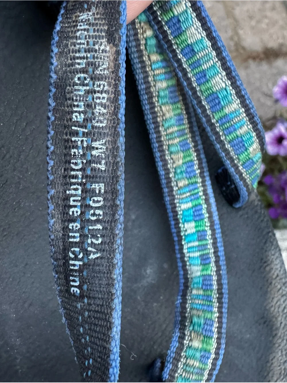 Teva Women’s Black Sandals with Blue-Green Patterned Straps Size 7